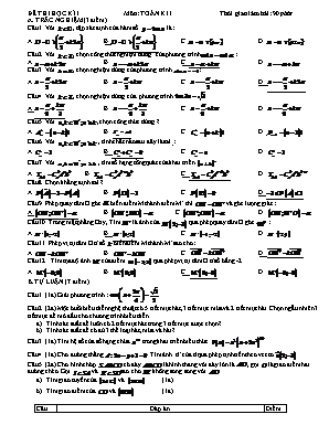 Đề thi học kì I môn Toán Lớp 11 (Có đáp án)